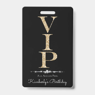 Black Glamorous Diamonds Gold Glitter VIP Loyalty Badge