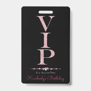Black Glamorous Diamonds Pink Glitter VIP Loyalty Badge