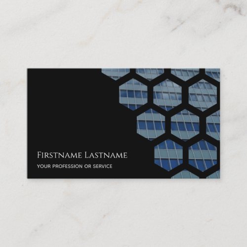 Black glass facade office skyscraper rectangles bu business card