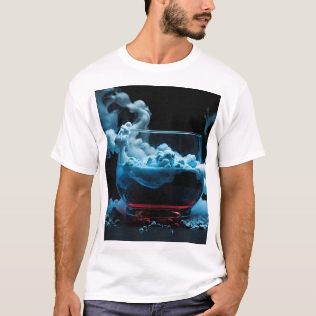 Black & Glass Tha Smoke Abstract Modern T-Shirt (Front)