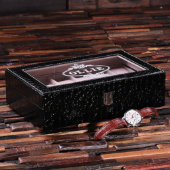 Black Glass Top Crocodile Leather Watch Box (3/4)