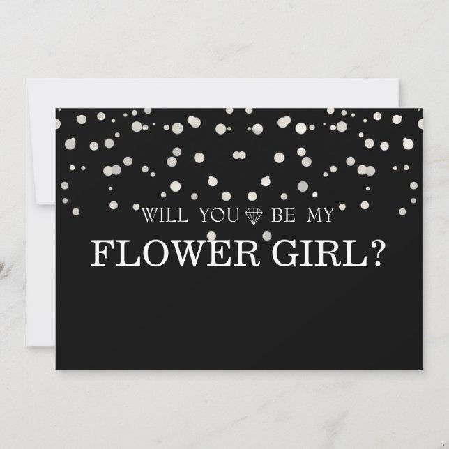Black Gliter Cute Will You Be My Flower Girl Invitation (Front)