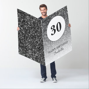 Black Glitter 30th Birthday Card