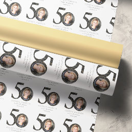 Black Glitter 50 &amp; Fabulous Photo Wrapping Paper