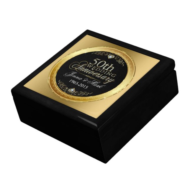 Black & Glitter 50th Wedding Anniversary Gift Box (Side)
