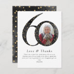 Black Glitter 60th Birthday Photo Thank You Card<br><div class="desc">From our bestselling photo milestone birthday colelction</div>