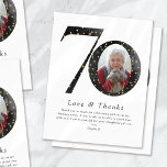 Black Glitter 70th Birthday Photo Thank You Card<br><div class="desc">From our bestselling photo milestone birthday colelction</div>