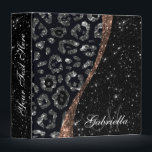 Black Glitter and Leopard Print 3 Ring Binder<br><div class="desc">Black Glitter and Leopard Print</div>