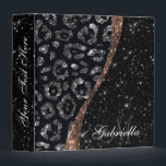 Black Glitter and Leopard Print 3 Ring Binder<br><div class="desc">Black Glitter and Leopard Print</div>