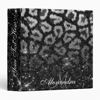 Black Glitter and Leopard Print 3 Ring Binder