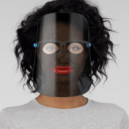 Black Glitter And Red Lips Face Shield