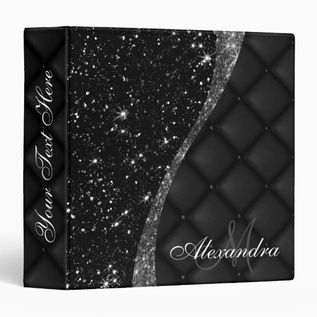 Black Glitter anf Glitter 3 Ring Binder (Front/Spine)