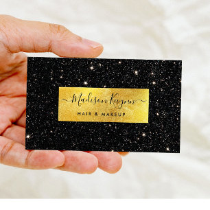 Black Glitter Background And Faux Gold Business Card