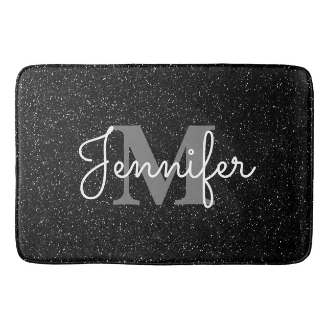 Black Glitter Bath Mat (Front)
