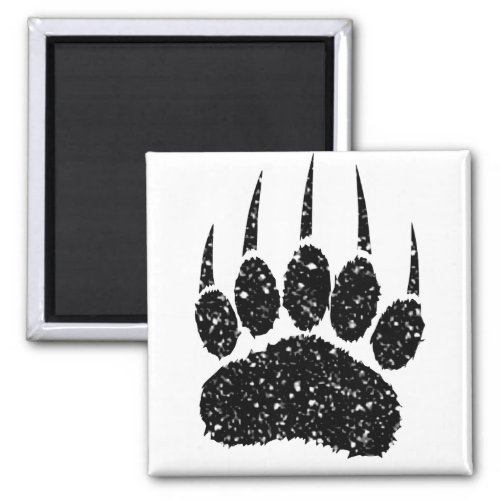 Black Glitter Bear Paw Print Drawing Magnet