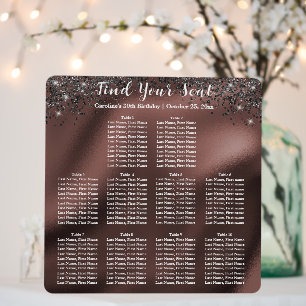 Black Glitter, Brown Foil 10 Tables Seating Chart Foam Board