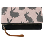 Black Glitter Bunnies on Rose Gold Foil Clutch
