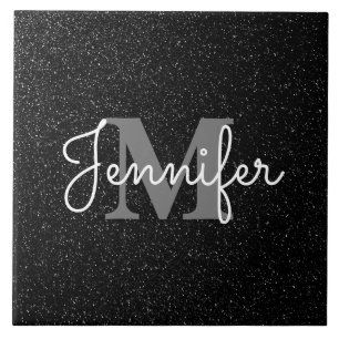 Black Glitter Ceramic Tile