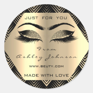 Black Glitter Champaigne Sepia Gold Made With Love Classic Round Sticker