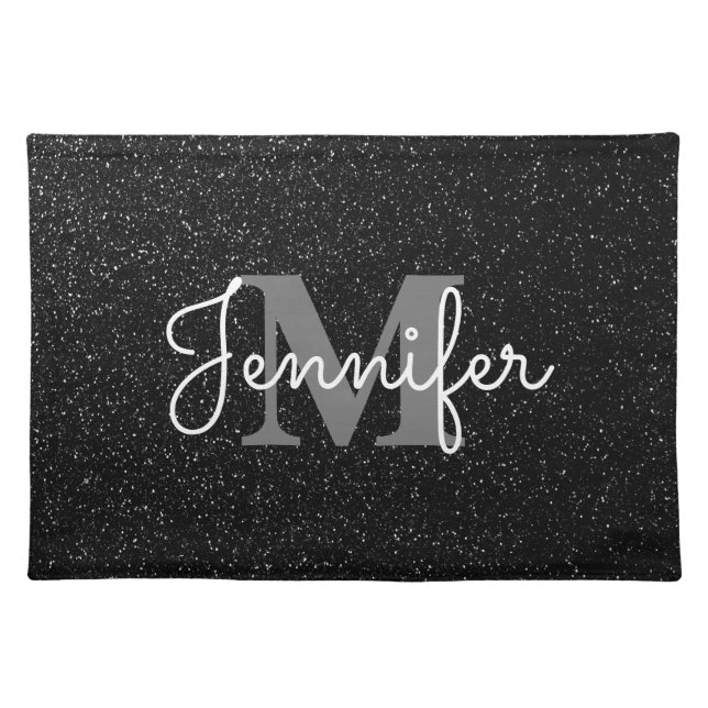 Black Glitter Cloth Placemat (Front)