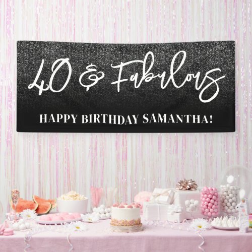 Black Glitter Color Block 40 and Fabulous Banner