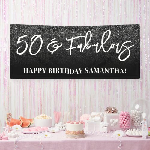 Black Glitter Color Block 50 and Fabulous Banner