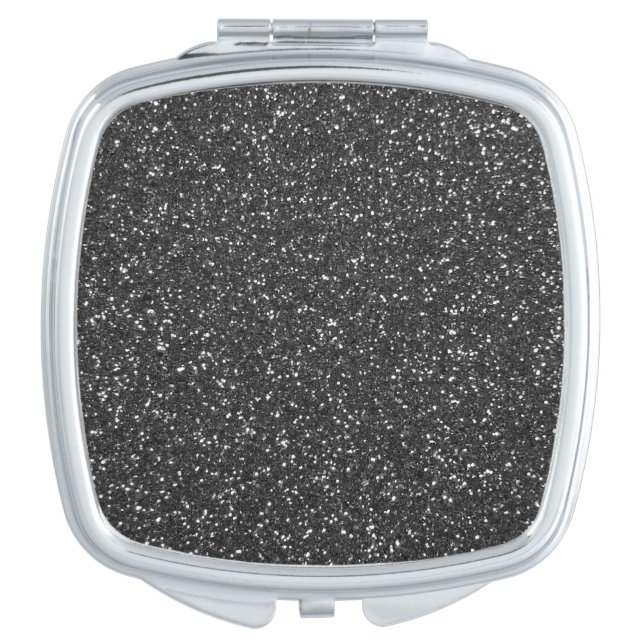 Black Glitter Compact Mirror (Front)