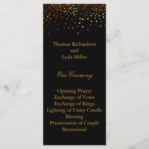 Black Glitter Confetti Faux Foil Wedding Program