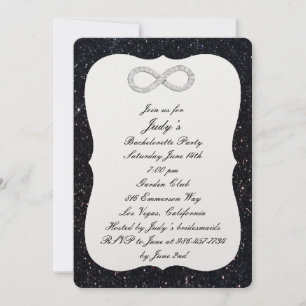 Black Glitter Diamond Infinity Bachelorette Party Invitation