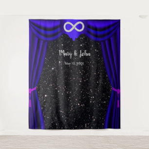 Black Glitter Diamond Infinity Blue Curtain Tapestry