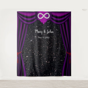 Black Glitter Diamond Infinity Purple Curtain Tapestry