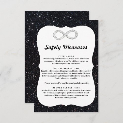 Black Glitter Diamond Infinity Safety Measures Enclosure Card