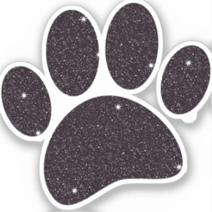 Black Glitter Dog Pawprint Sticker