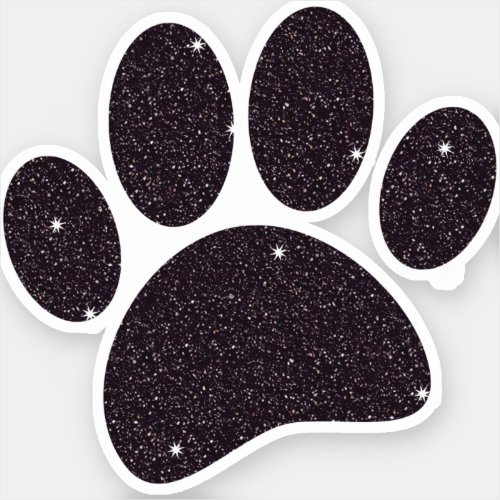 Black Glitter Dog Pawprint Sticker
