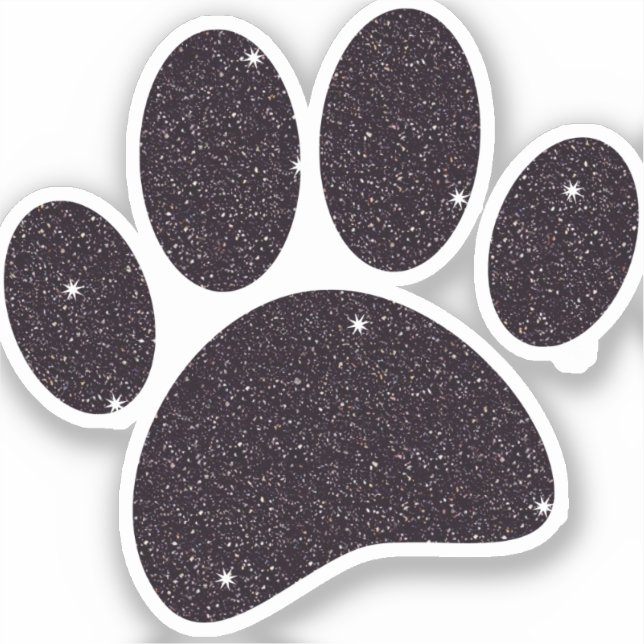 Black Glitter Dog Pawprint Sticker (Front)