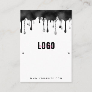 Black Glitter Dripping Earrings Jewelry Display Business Card