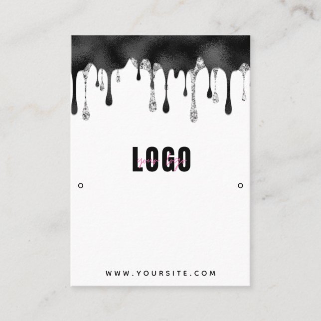 Black Glitter Dripping Earrings Jewelry Display Business Card (Front)