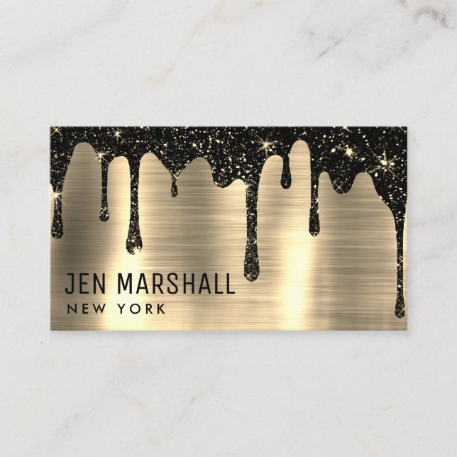 black glitter drips business card (Front)