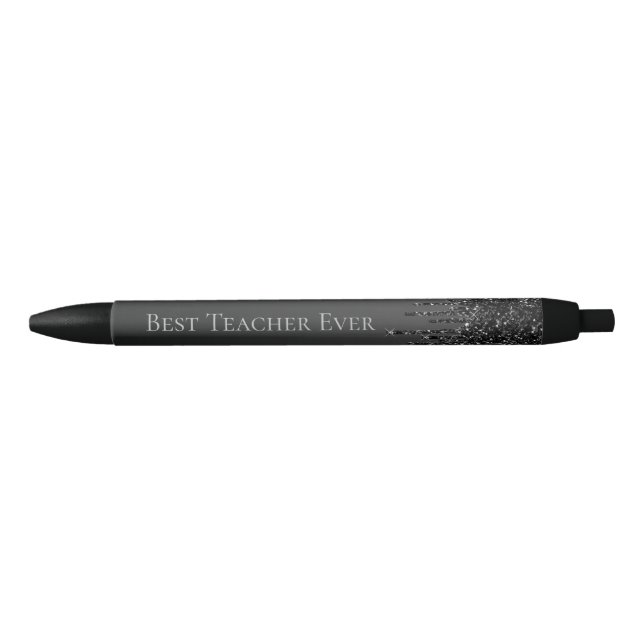 Black Glitter Drips Personalized Monogram Name  Pen (Front)