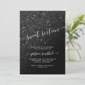 black glitter elegant chic typography Sweet 16 Invitation (Standing Front)