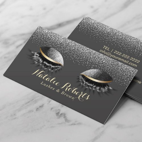 Black Glitter Eyelash Extensions Modern Lash Salon Business Card