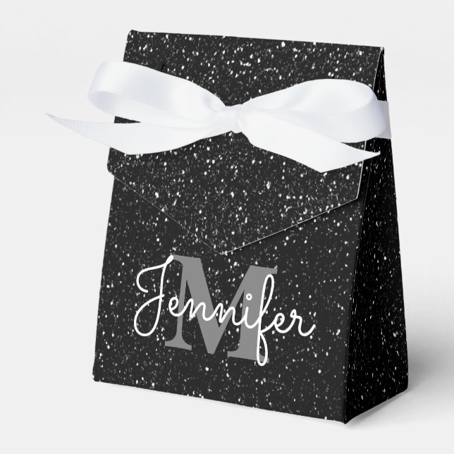 Black Glitter Favor Boxes (Front Side)