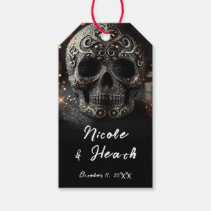 Black Glitter Glam Sparkle Skull Gothic  Gift Tags