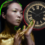 Black Glitter Gold Champaigne Faux Roman Numbers Large Clock at Zazzle