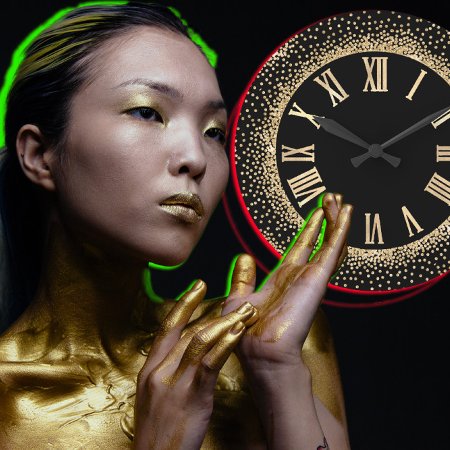 Black Glitter Gold Champaigne Faux Roman Numbers Large Clock