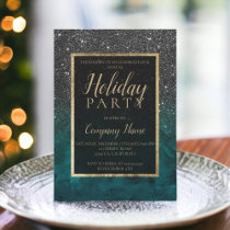 Black glitter gold emerald corporate Christmas Invitation