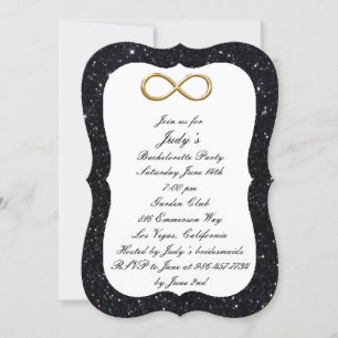 Black Glitter Gold Infinity Bachelorette Party Invitation