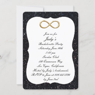Black Glitter Gold Infinity Bachelorette Party Invitation