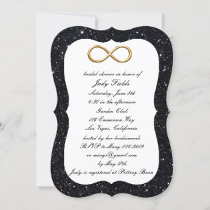 Black Glitter Gold Infinity Bridal Shower Invite