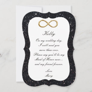 Black Glitter Gold Infinity Maid Of Honor Card